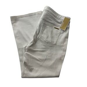 Michael Kors Womens White Denim Flare Split Hem Jean Gold Hardware QS89CM294L 10